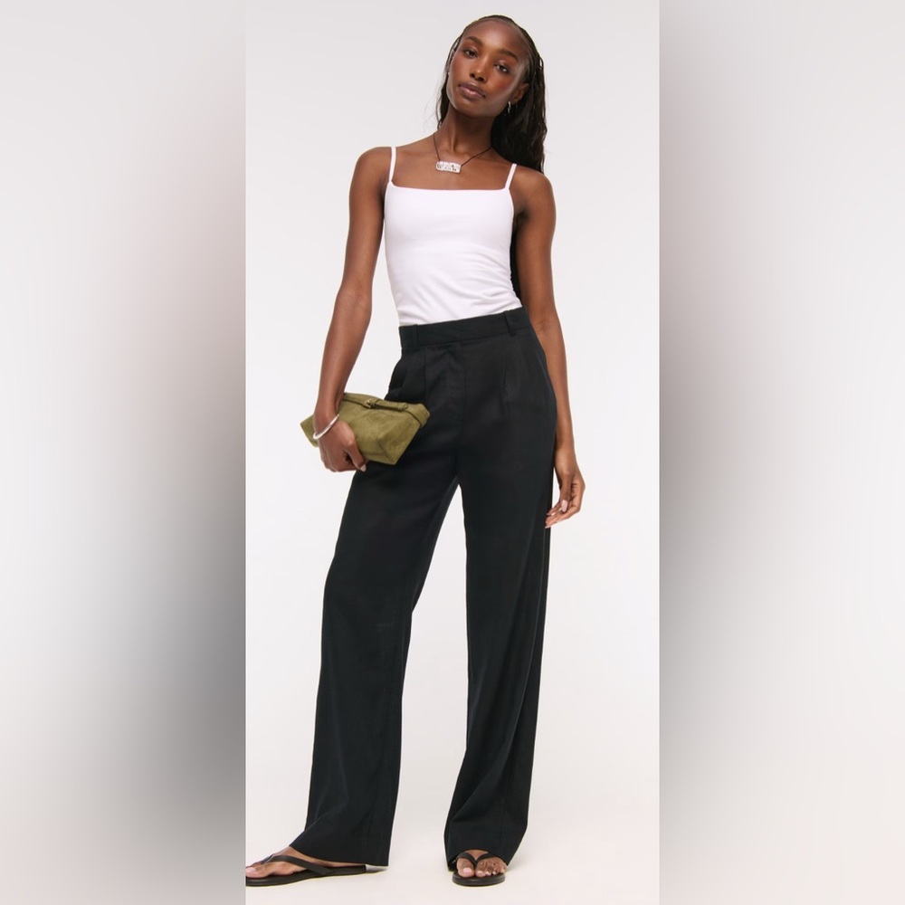 Abercrombie & Fitch Sloane Linen-Blend Wide Leg Pant Size 32